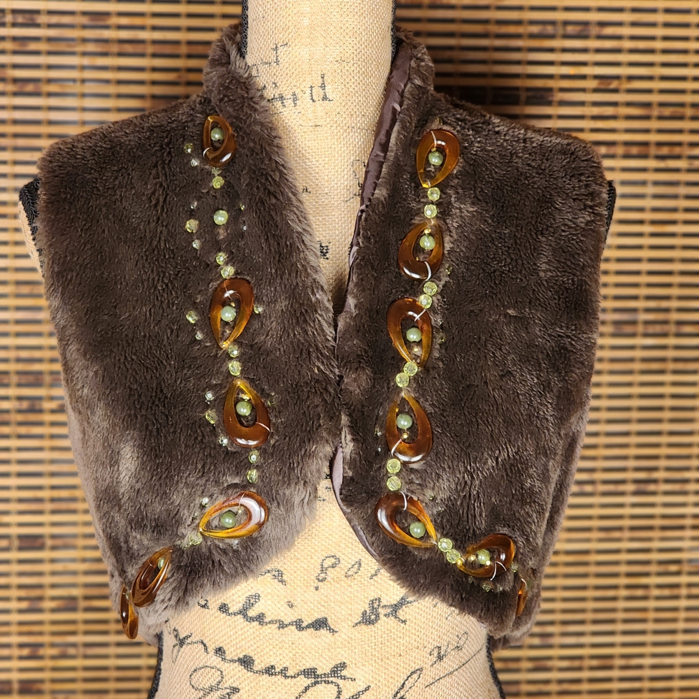 Central Park West Brown Faux Fur Vest